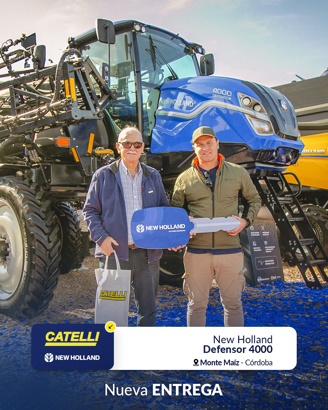 Entrega de la pulverizadora New Holland Defensor 4000 de Catelli en Monte Maíz